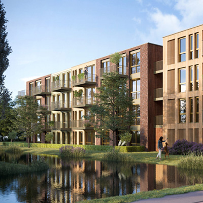 In Monnickendam verrijst een appartementencomplex van massief hout